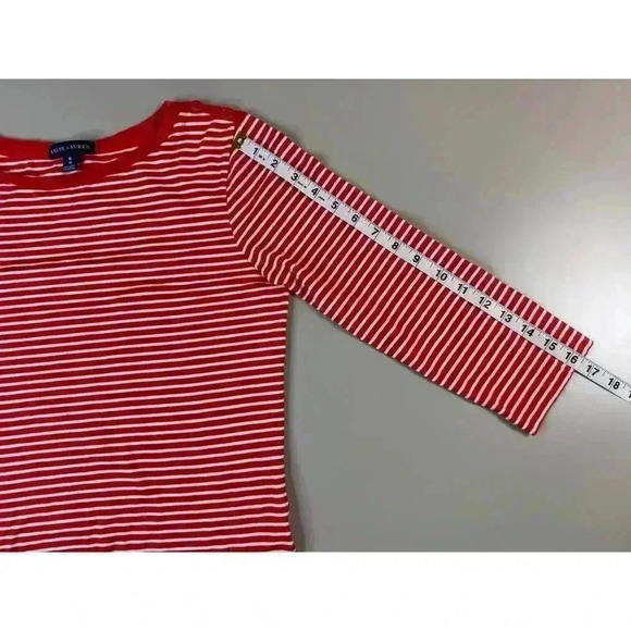 Ralph Lauren Nautical Orange & White Stripe Button Detail Embroidered Pony Med - Picture 8 of 10